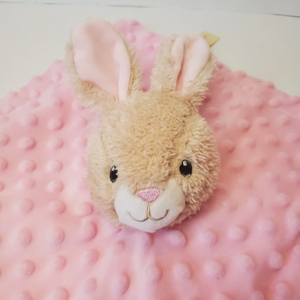 My First Easter Pink Bunny Rabbit‎ Rattle Lovey Plush Toy Minky Dot Dan Dee